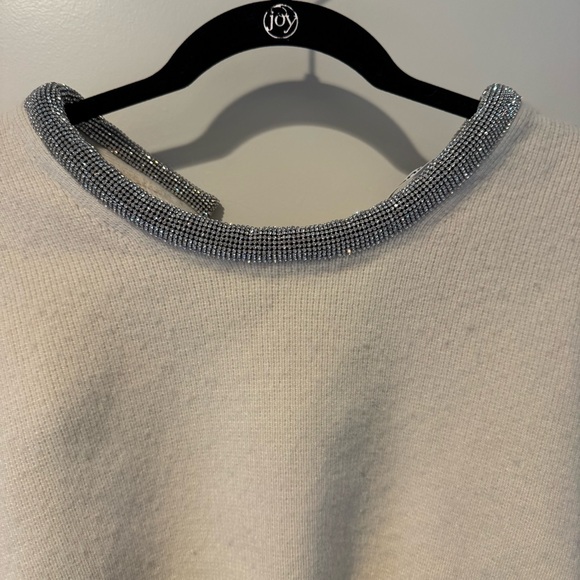 ALEXANDER WANG Crystal Tubular Necklace Cream Long Sleeved Sweater - Picture 8 of 8